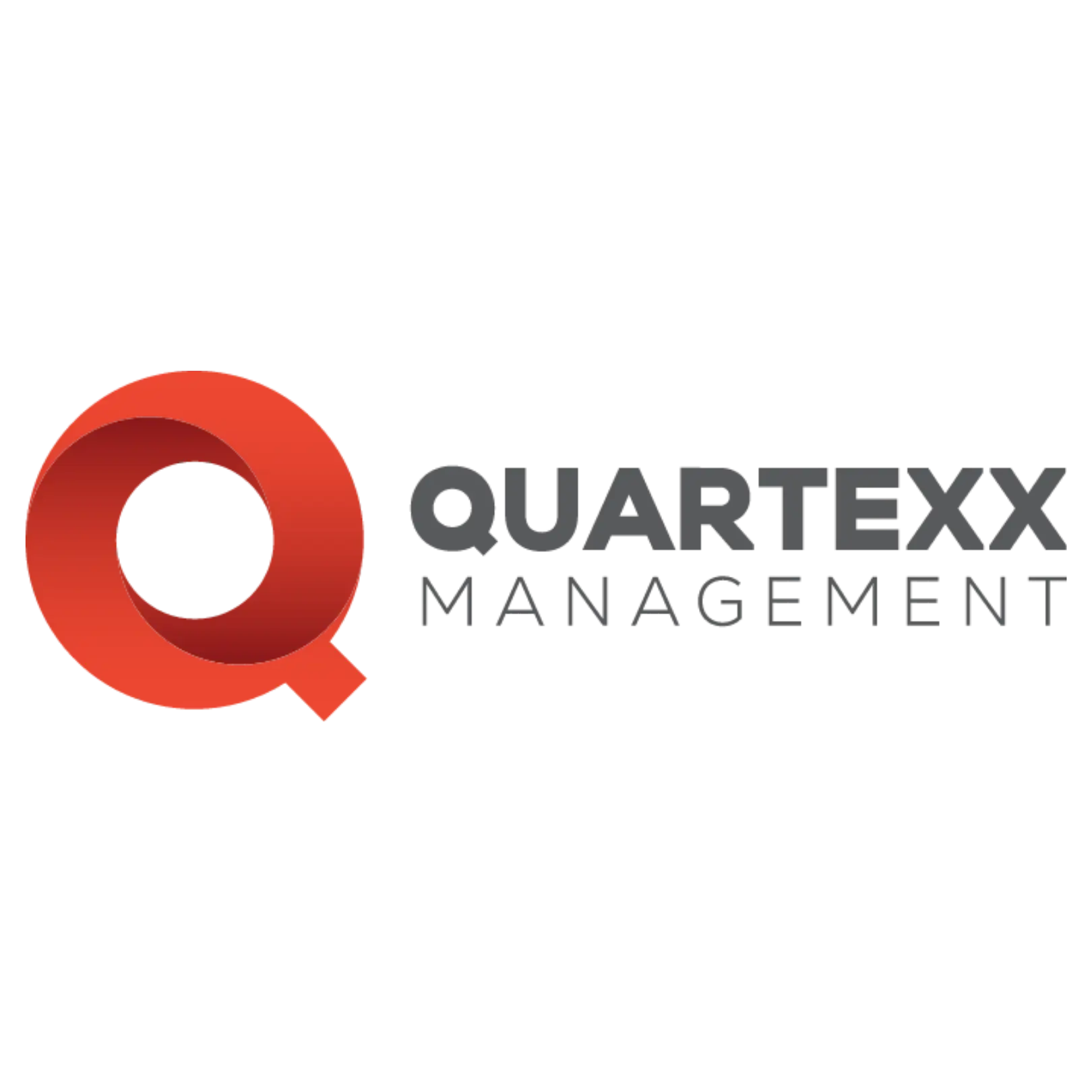 Quartexx Management logo: orange circular Q symbol on the left with bold gray 'QUARTEXX' and 'MANAGEMENT' text to the right.